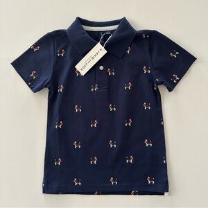 Janie and Jack Boys 4 Polo Shirt Americana Dog NWT Summer Spring Patriotic